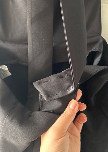 Düğmeli Siyah Uzun Kadın Tulum - Görsel 3