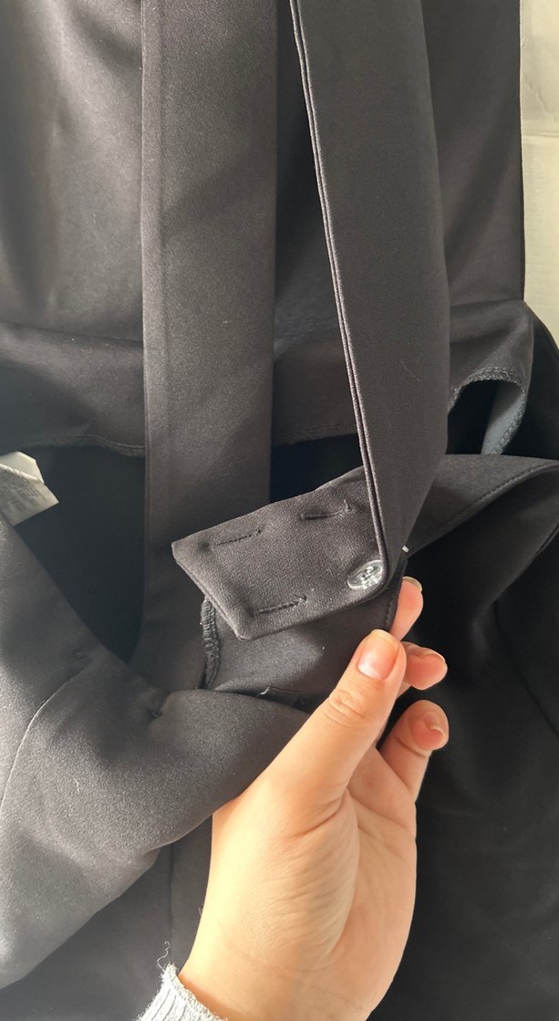 Düğmeli Siyah Uzun Kadın Tulum - Görsel 3