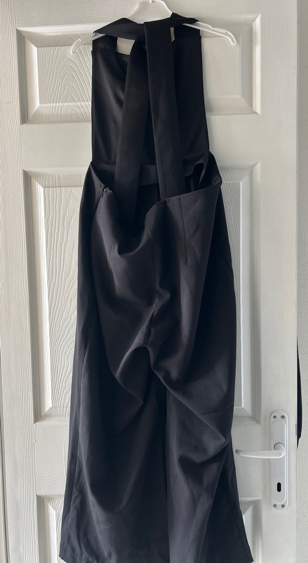 Düğmeli Siyah Uzun Kadın Tulum - Görsel 2