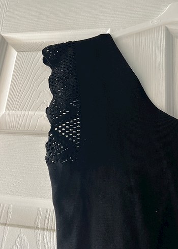 Dantel Detaylı Siyah V Yaka Kadın bluz - Görsel 2