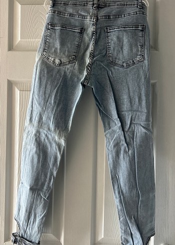 Gri Bol Kesim Kadın Kot Pantolon - Görsel 4