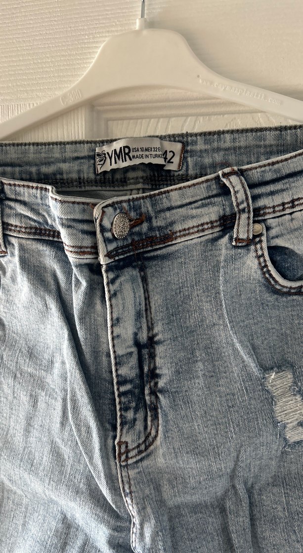 Gri Bol Kesim Kadın Kot Pantolon - Görsel 2