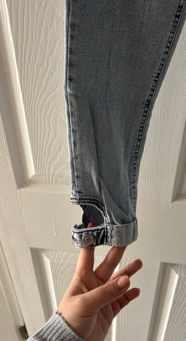 Gri Bol Kesim Kadın Kot Pantolon - Görsel 3