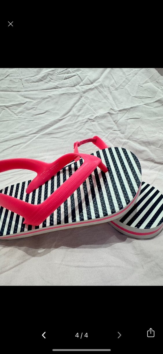 Pembe Elastik Bantlı Çizgili gap sandalet - Görsel 4