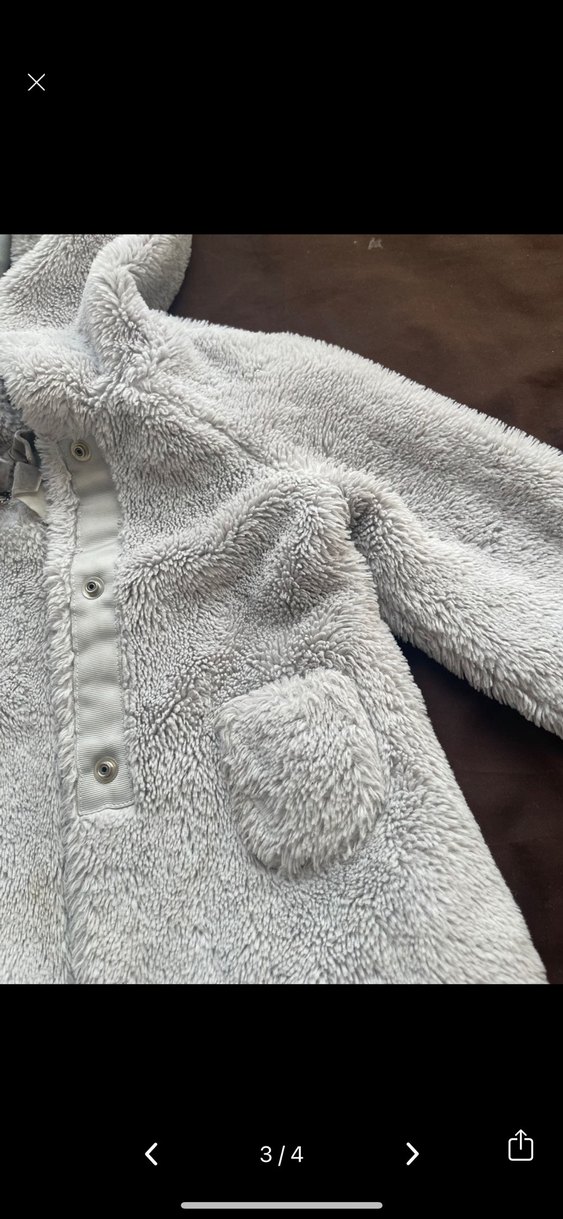 Kız Çocuk Gri Peluş Kapüşonlu Mont - Görsel 4