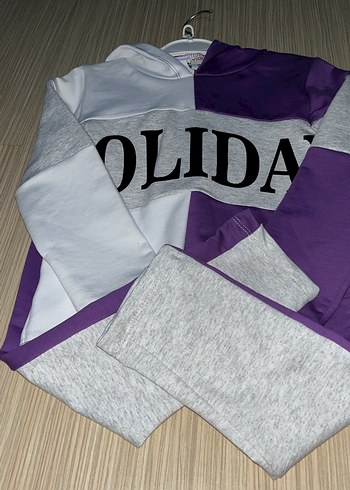 6 Yaş Beden sarı Renk Sarı Baskılı Fermuarlı Sweatshirt ve Eşofman takımı ikili takım