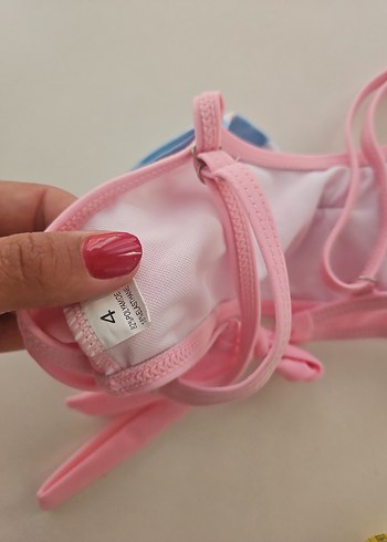Puantiyeli Fiyonk Detaylı Pembe Bikini Üstü - Görsel 3