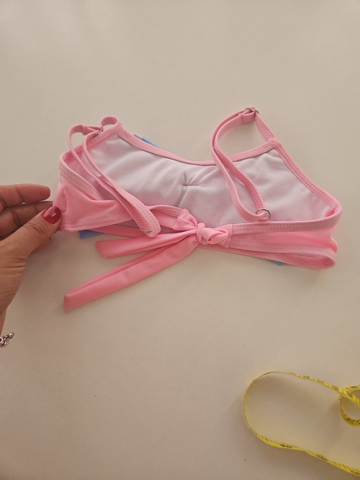 Puantiyeli Fiyonk Detaylı Pembe Bikini Üstü - Görsel 2