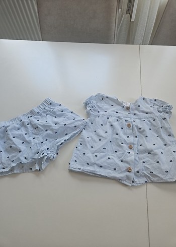 Düğmeli Kısa Kollu Bebek Kız Takımı - Görsel 4