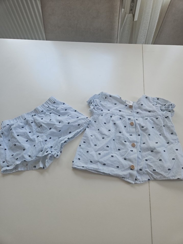 Düğmeli Kısa Kollu Bebek Kız Takımı - Görsel 4