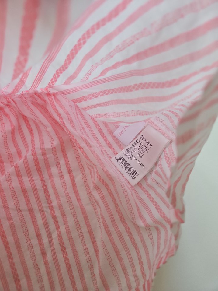 Pembe Çizgili Kız Çocuk Volanlı Elbise - Görsel 4