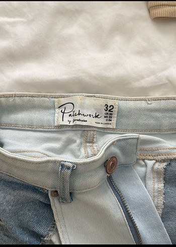 Gri Bağlama Desenli Düğmeli Kadın Kot Pantolon - Görsel 2