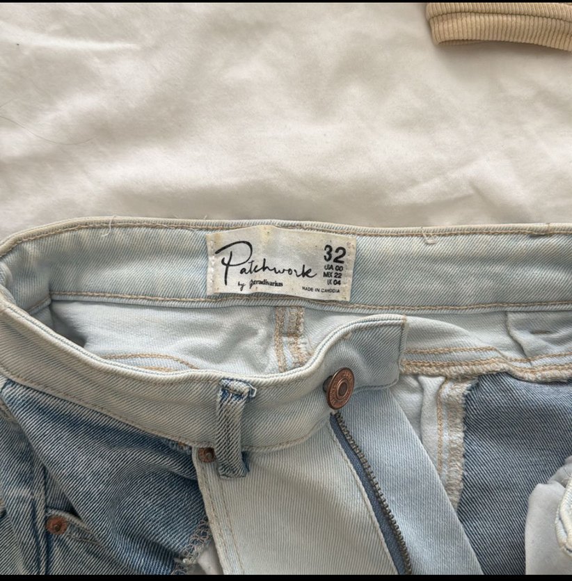 Gri Bağlama Desenli Düğmeli Kadın Kot Pantolon - Görsel 2