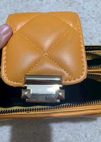 Hardal sarısı kapitoneli kadın çanta - Görsel 3