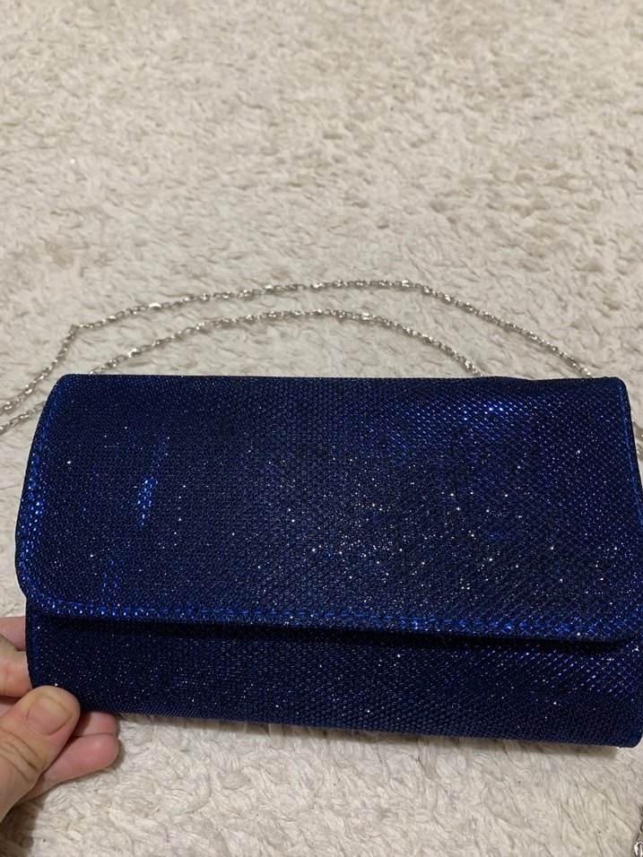 Parlak Lacivert Kadın Portföy Çanta - Görsel 2