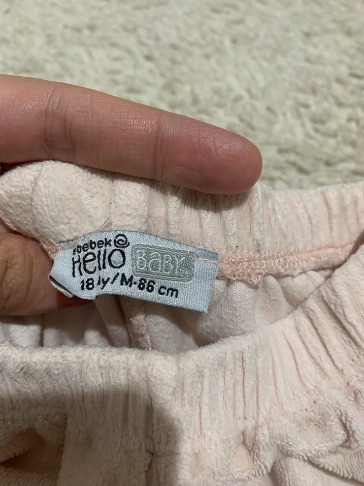 Pembe rahat kesim kadife kumaş kız çocuk eşofman - Görsel 3