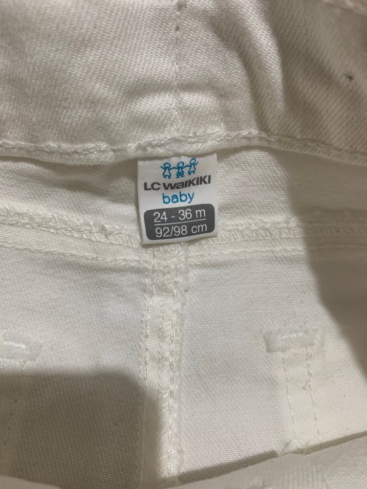 Erkek Çocuk Beyaz Pamuk Pantolon - Görsel 2