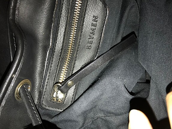  Beden siyah Renk Beymen çanta teknik kumaş ve deri karışımı