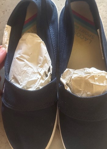 lacıvert ve beyaz lacoste etıketlı bez espadrıl - Görsel 5