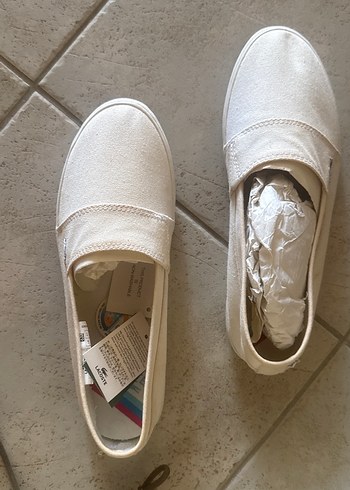 lacıvert ve beyaz lacoste etıketlı bez espadrıl - Görsel 2