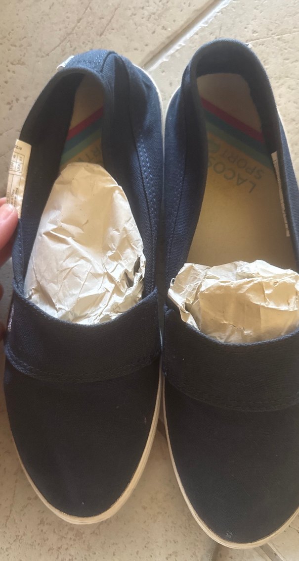 lacıvert ve beyaz lacoste etıketlı bez espadrıl - Görsel 5