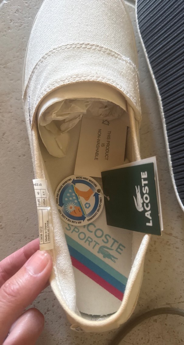 lacıvert ve beyaz lacoste etıketlı bez espadrıl - Görsel 4