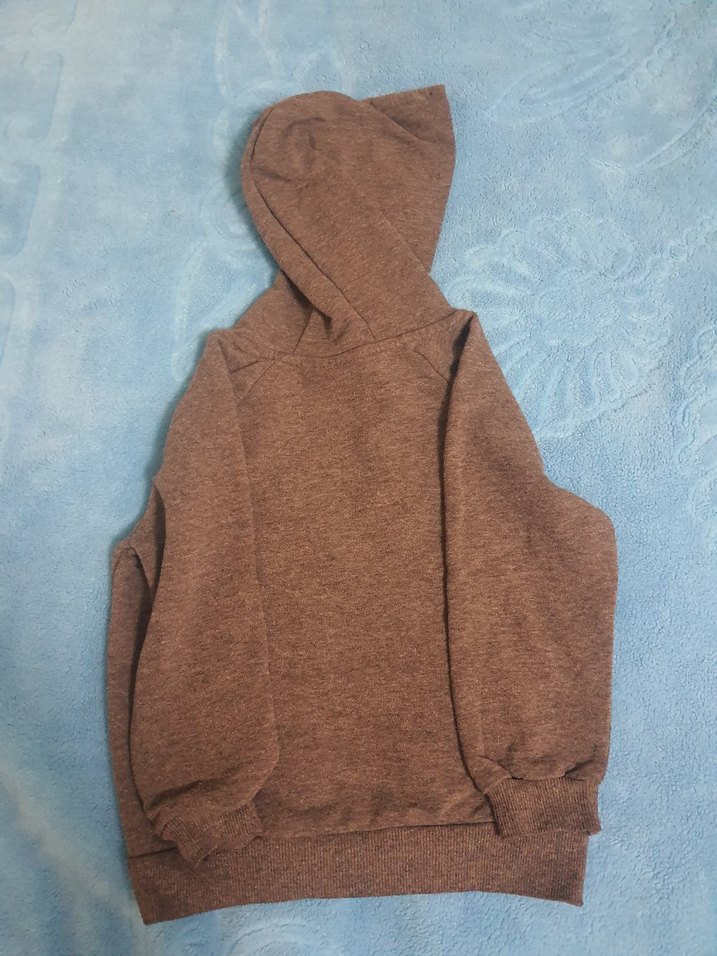 Kız Çocuk Gri Kapüşonlu Sweatshirt - Görsel 4