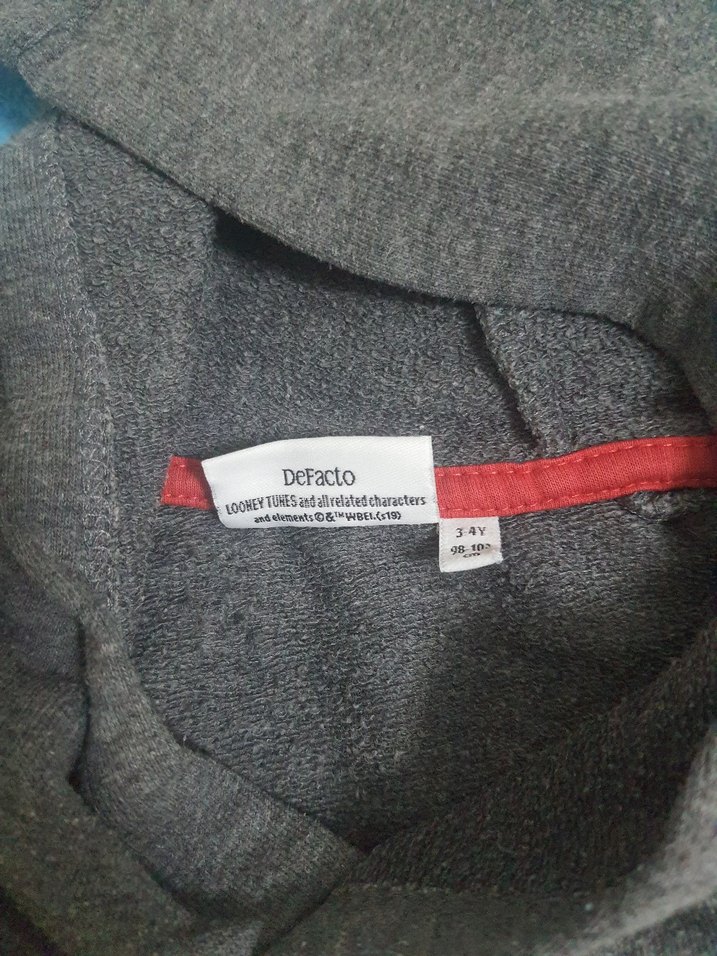 Kız Çocuk Gri Kapüşonlu Sweatshirt - Görsel 3