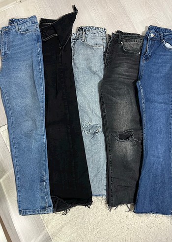 38 Beden mavi Renk Kadın Mavi Midi Boy Regular Fit Denim Jean