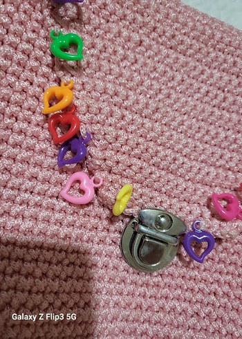Beden pembe Renk Renkli Nakışlı Pembe Örgü kız çocuk Çanta