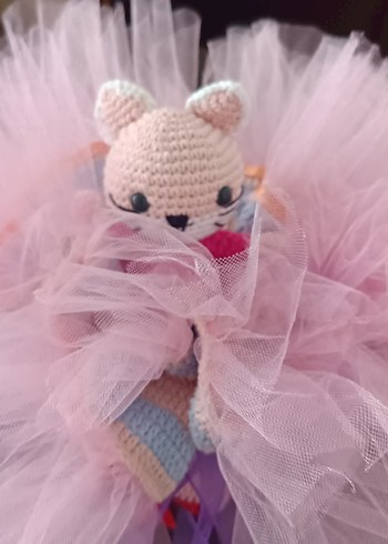 Pembe Pastel Tül Etekli Örgü etek - Görsel 3