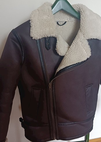 Pull and Bear Kürk Detaylı Kahverengi erkek Ceket - Görsel 3