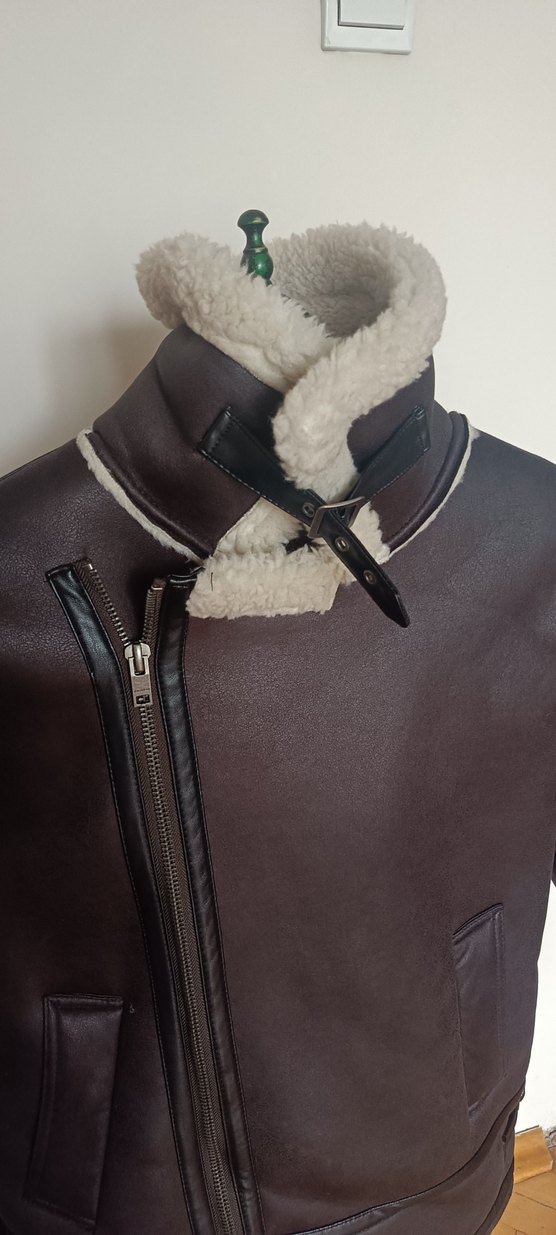 Pull and Bear Kürk Detaylı Kahverengi erkek Ceket - Görsel 4