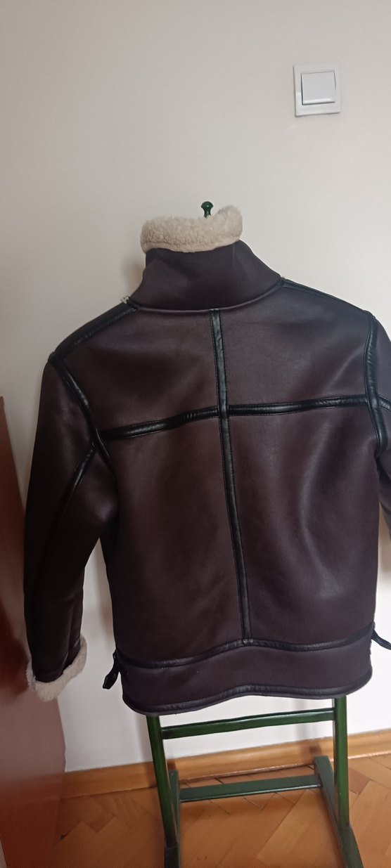 Pull and Bear Kürk Detaylı Kahverengi erkek Ceket - Görsel 5