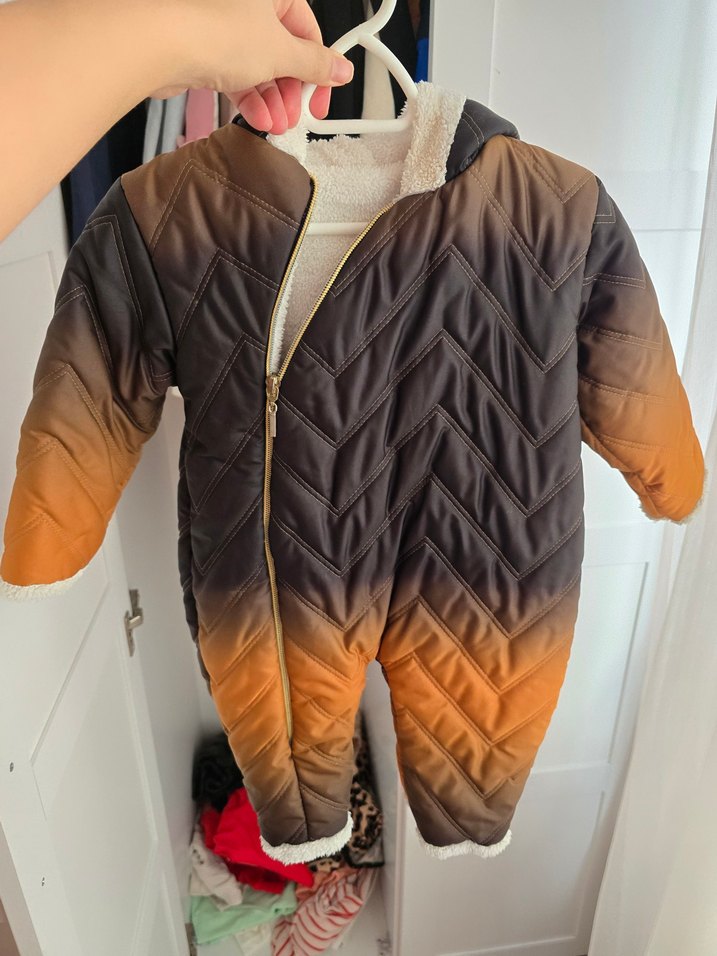 Kahverengi Kürklü Bebek Kar Tulumu 3_6 aydır - Görsel 3