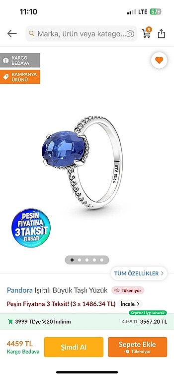 Pandora Pandora yüzük