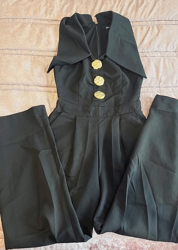 Kadın Siyah Uzun Kollu Goth Tulum - Görsel 2