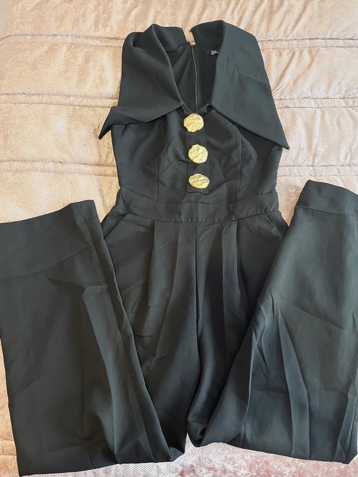 Kadın Siyah Uzun Kollu Goth Tulum - Görsel 2