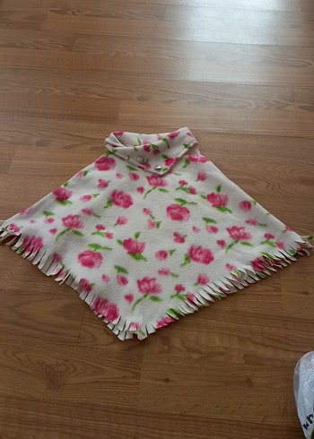 Çiçek Desenli Pembe Kız Çocuk Panço - Görsel 3