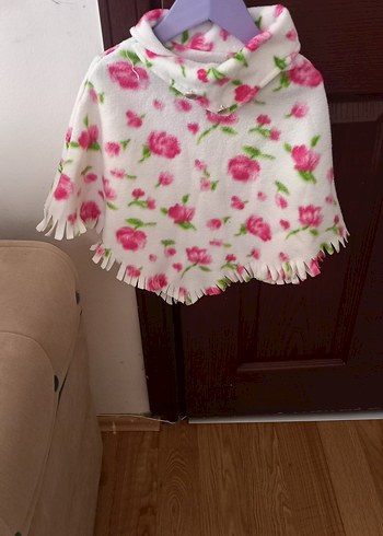 Çiçek Desenli Pembe Kız Çocuk Panço - Görsel 2