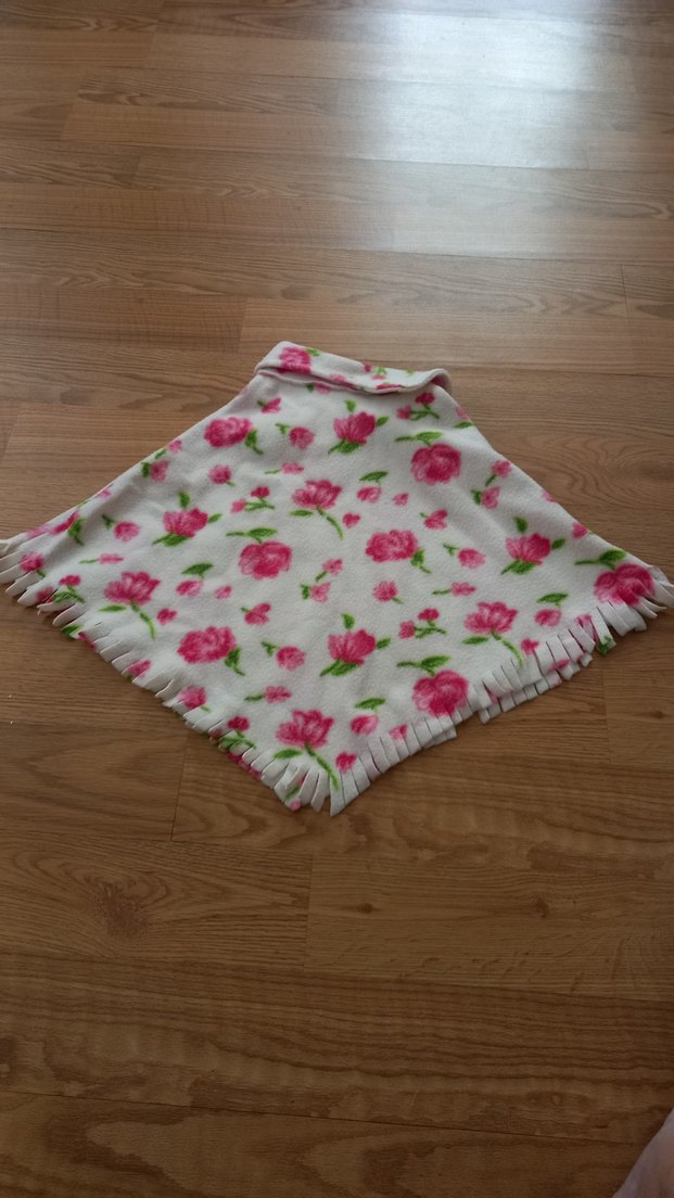 Çiçek Desenli Pembe Kız Çocuk Panço - Görsel 5