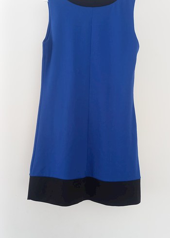 Mavi V Yakalı Kolsuz Kalem Elbise - Görsel 6