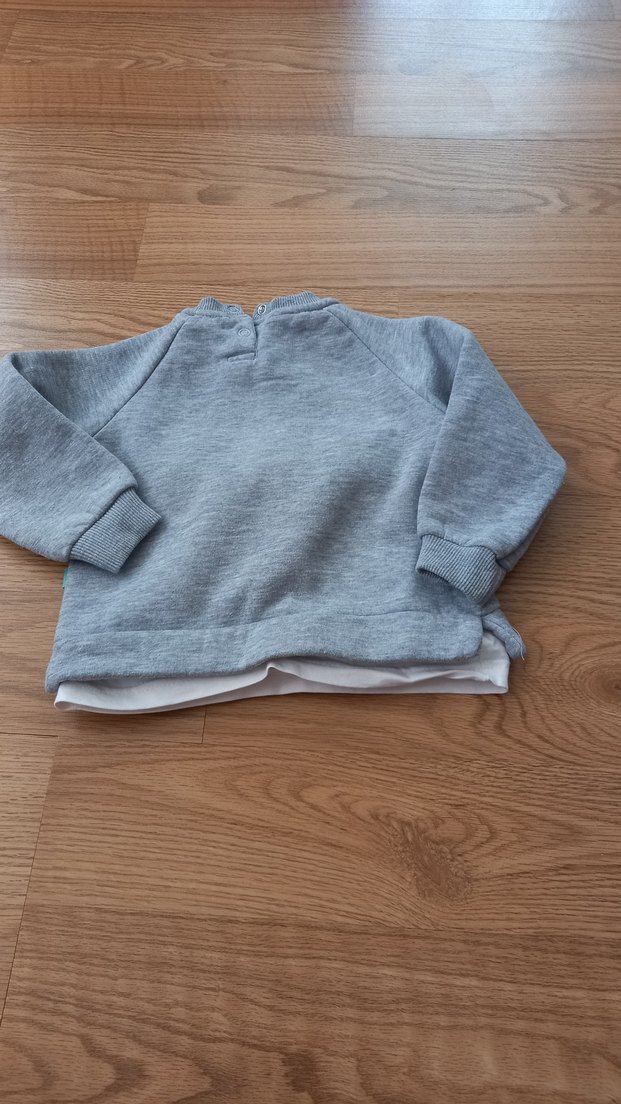 Gri Düğmeli Erkek Çocuk Sweatshirt - Görsel 2