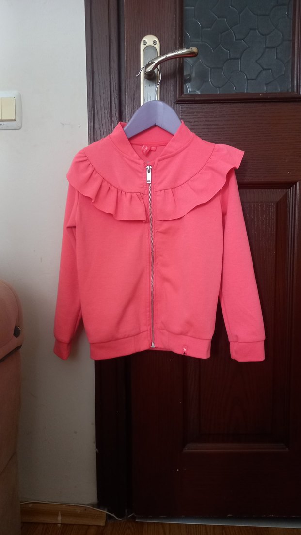 Kız Çocuk Pembe Fırfırlı Sweatshirt - Görsel 4