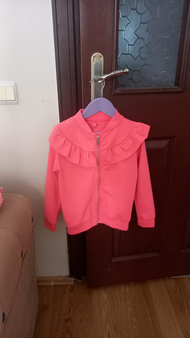 Kız Çocuk Pembe Fırfırlı Sweatshirt - Görsel 2