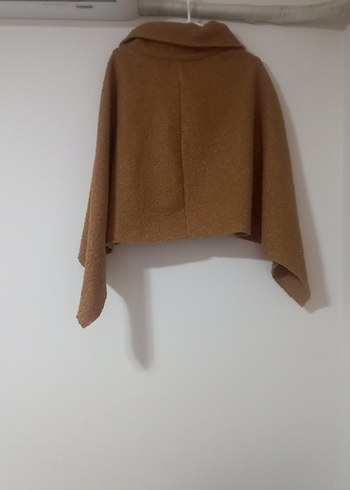 Düğmeli Kahverengi Kısa Kadın Panço - Görsel 3