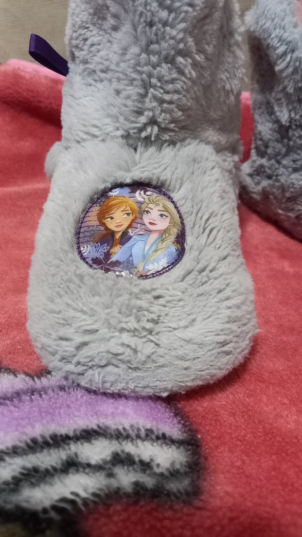 Kız Çocuk Gri Sıcak Peluş Ev botu - Görsel 5