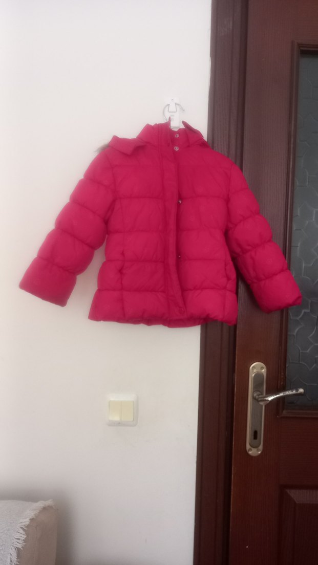 Kız Çocuk Pembe Düğmeli Mont - Görsel 2