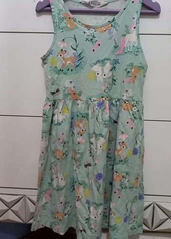 Çiçek Desenli Kız Çocuk Kolsuz Elbise 8 yaş