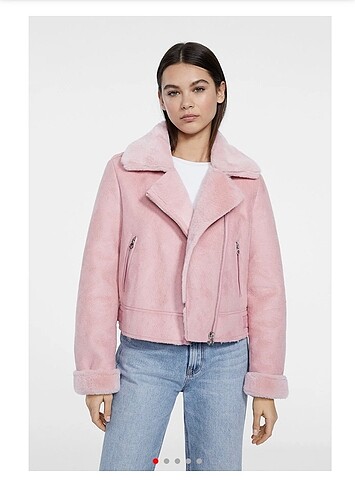 STRADİVARİUS PEMBE BİKER CEKET